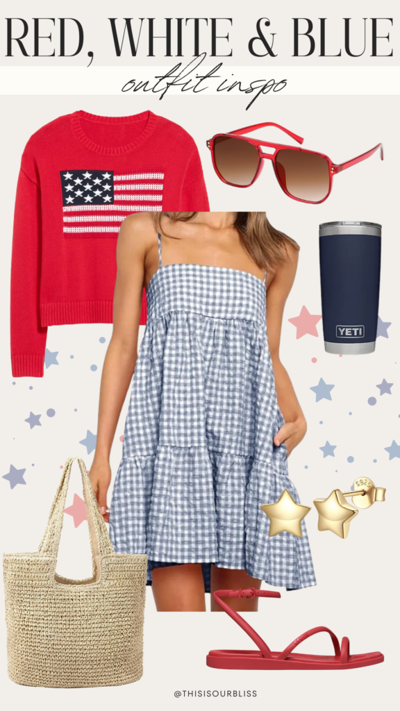 Chic Red, White & Blue Outfit Ideas from Memorial Day to Labor Day - This is our Bliss #usaoutfitideas