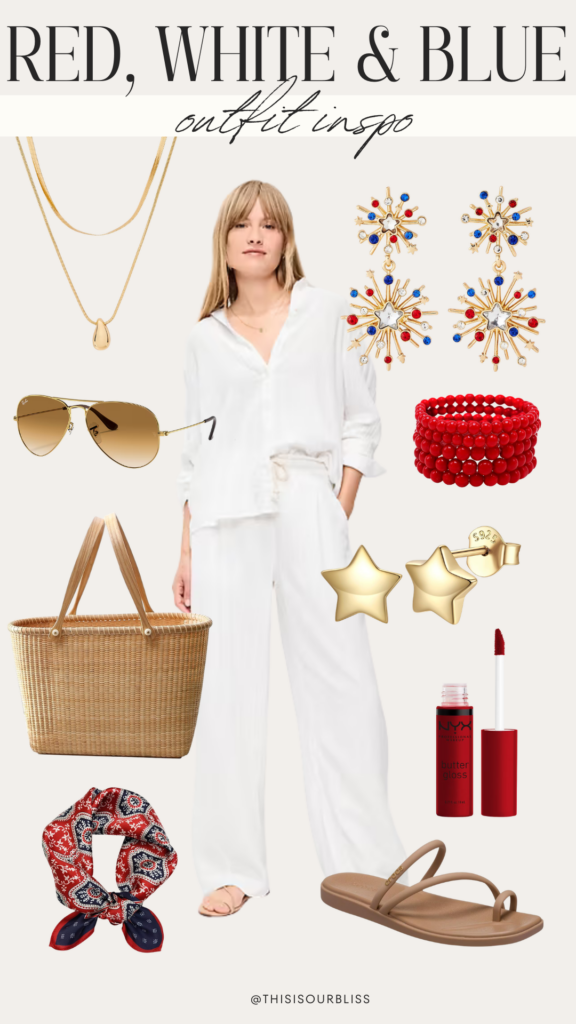 Chic Red, White & Blue Outfit Ideas from Memorial Day to Labor Day - This is our Bliss #usaoutfitideas