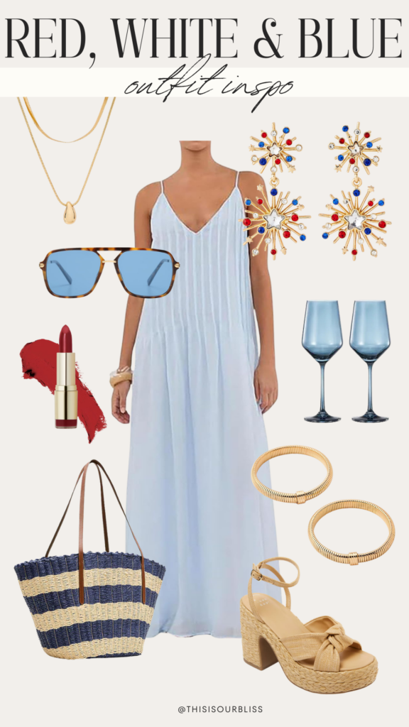 Chic Red, White & Blue Outfit Ideas from Memorial Day to Labor Day - This is our Bliss #usaoutfitideas