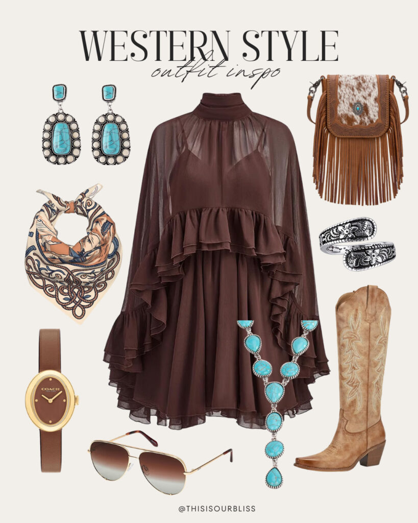OUTFIT 2: Feminine Western in Chocolate Brown - This is our Bliss