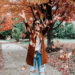 Rust trench coat with fall leaves - This is our Bliss``1 copy