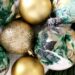 DIY Marbled Christmas Tree ornaments with paint and nail polish from Dollar Tree - This is our Bliss